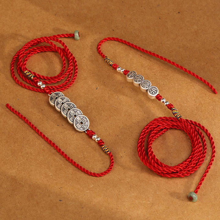 Cadena para el vientre con hilo rojo y bendición de plata de ley 999 con Buddha Stones