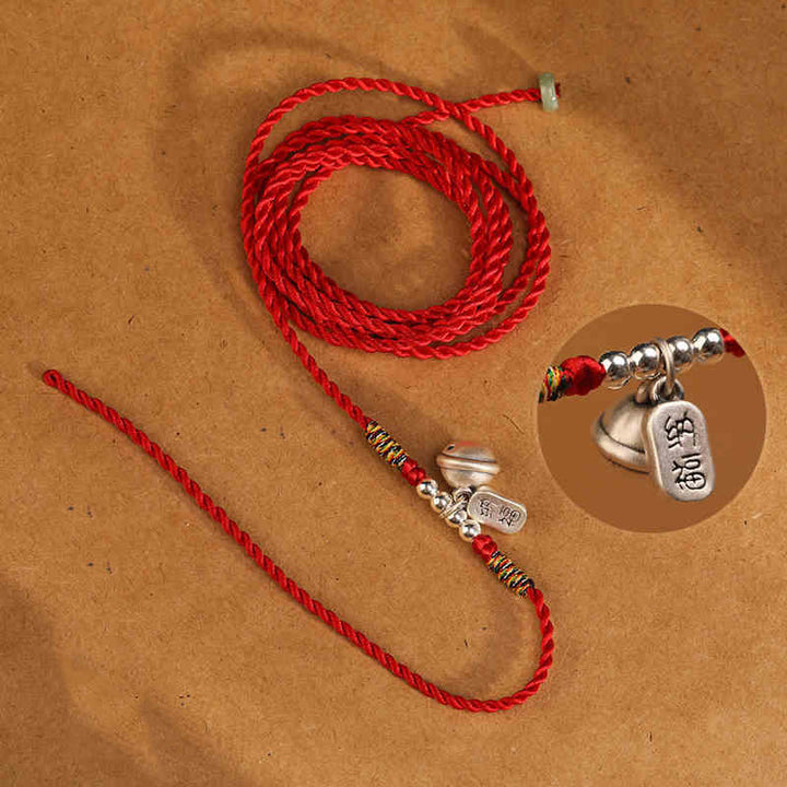 Cadena para el vientre con hilo rojo y bendición de plata de ley 999 con Buddha Stones