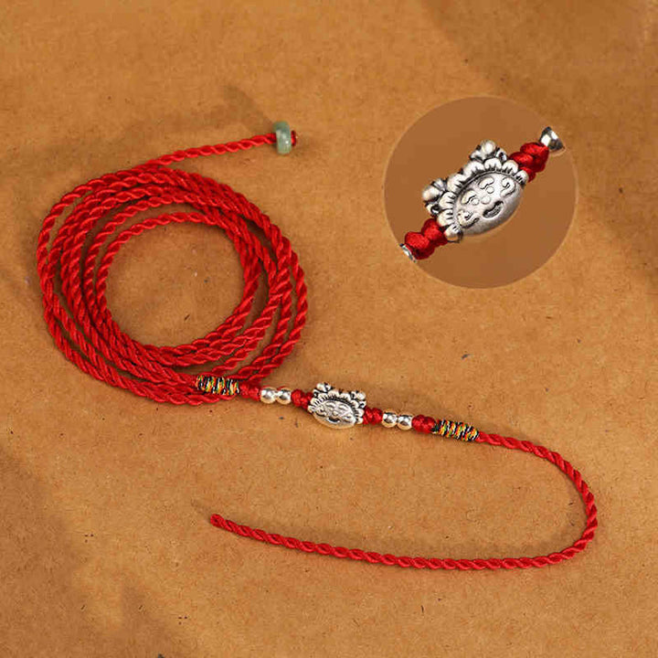 Cadena para el vientre con hilo rojo y bendición de plata de ley 999 con Buddha Stones