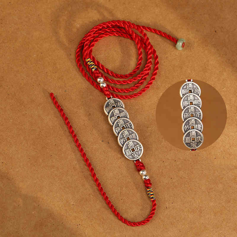 Cadena para el vientre con hilo rojo y bendición de plata de ley 999 con Buddha Stones