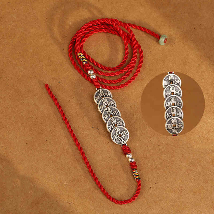Cadena para el vientre con hilo rojo y bendición de plata de ley 999 con Buddha Stones