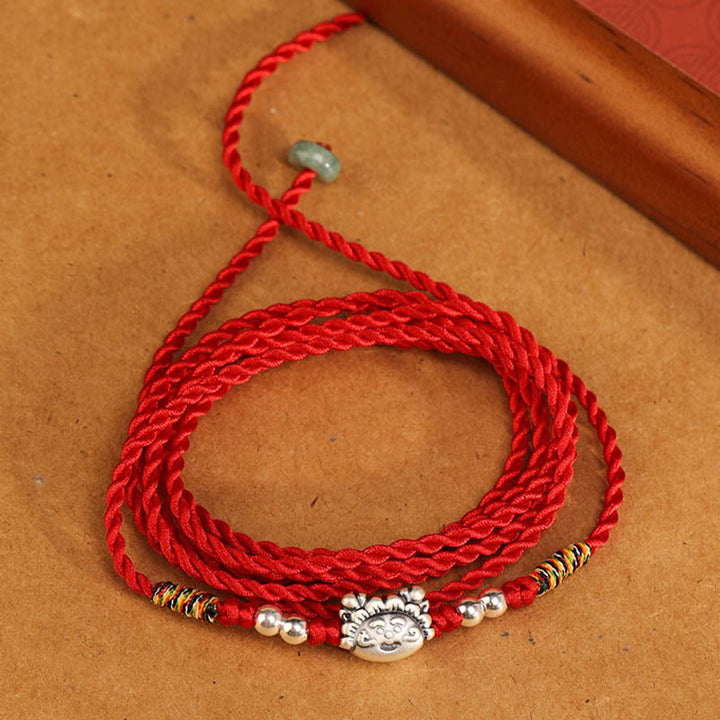Cadena para el vientre con hilo rojo y bendición de plata de ley 999 con Buddha Stones