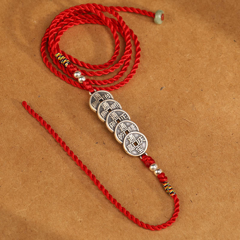 Cadena para el vientre con hilo rojo y bendición de plata de ley 999 con Buddha Stones