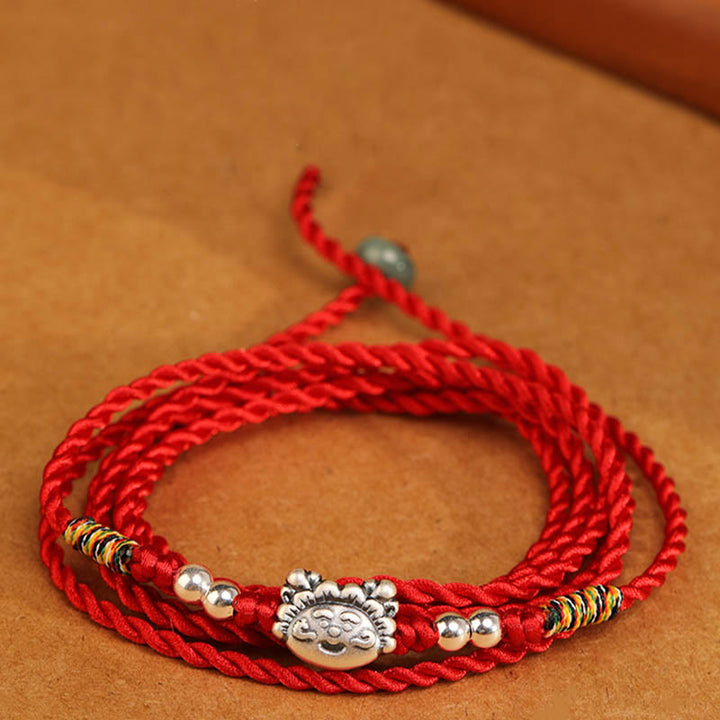 Cadena para el vientre con hilo rojo y bendición de plata de ley 999 con Buddha Stones