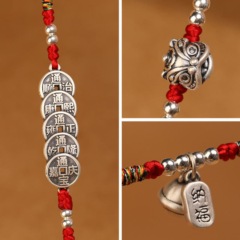 Cadena para el vientre con hilo rojo y bendición de plata de ley 999 con Buddha Stones