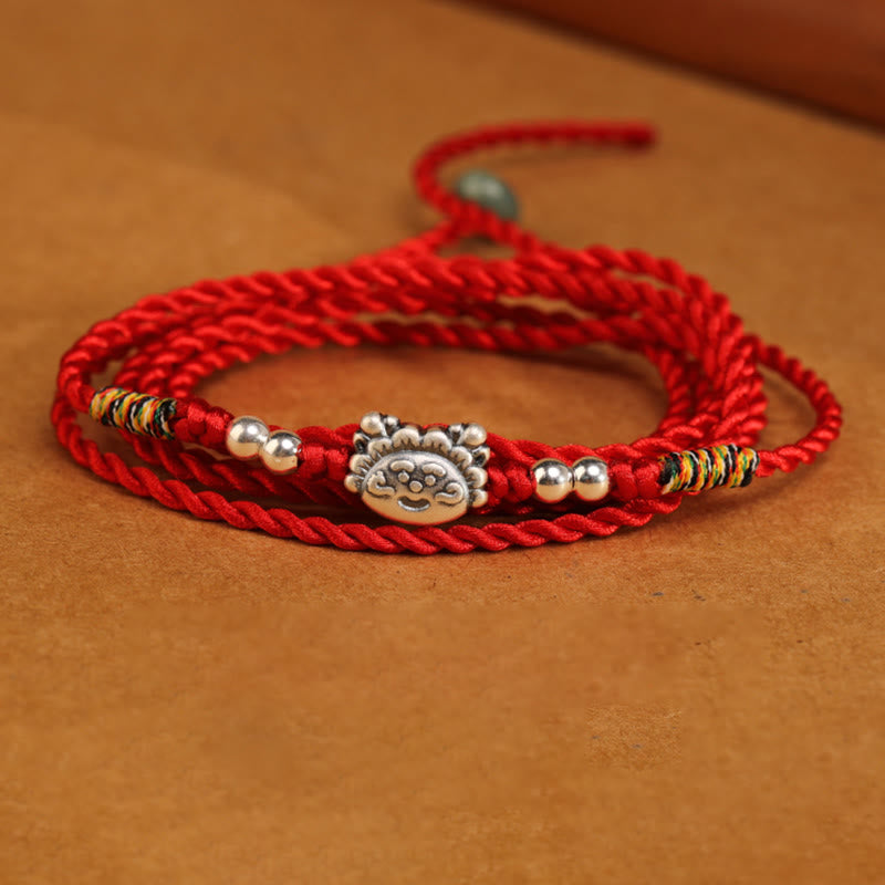 Cadena para el vientre con hilo rojo y bendición de plata de ley 999 con Buddha Stones