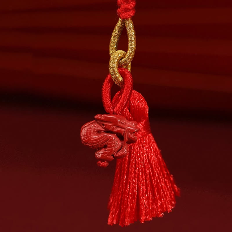Cadena para el vientre con hilo rojo y bendición del dragón con cinabrio natural y Buddha Stones