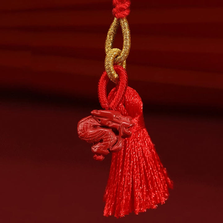 Cadena para el vientre con hilo rojo y bendición del dragón con cinabrio natural y Buddha Stones