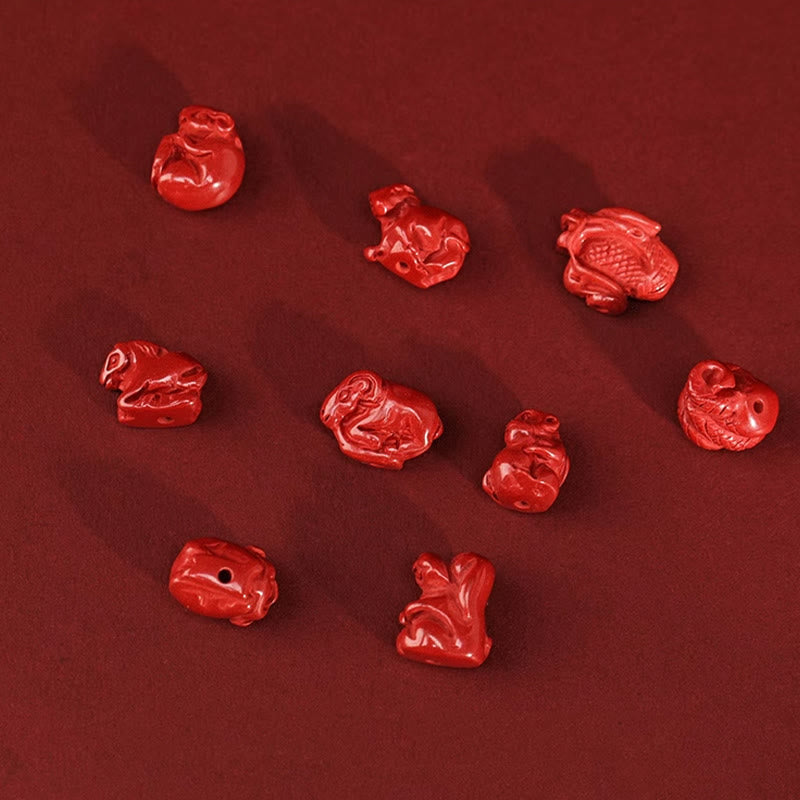 Cadena para el vientre con hilo rojo y bendición del dragón con cinabrio natural y Buddha Stones