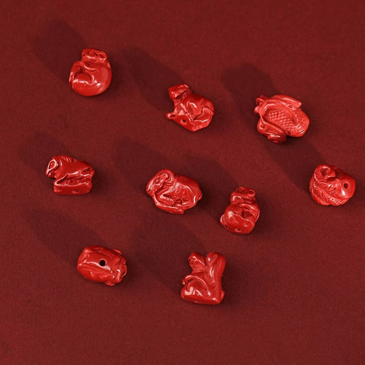 Cadena para el vientre con hilo rojo y bendición del dragón con cinabrio natural y Buddha Stones