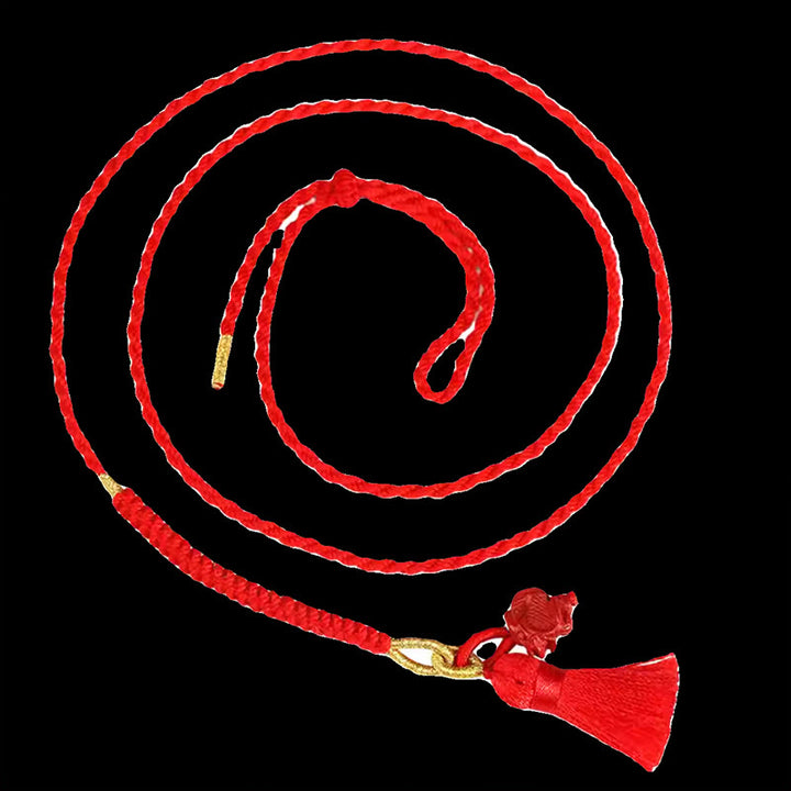 Cadena para el vientre con hilo rojo y bendición del dragón con cinabrio natural y Buddha Stones