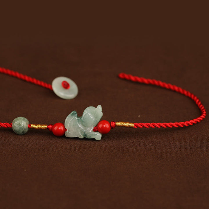 Cadena para el vientre con hilo rojo y hebilla de paz de Buddha Stones