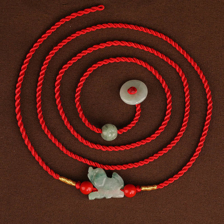 Cadena para el vientre con hilo rojo y hebilla de paz de Buddha Stones