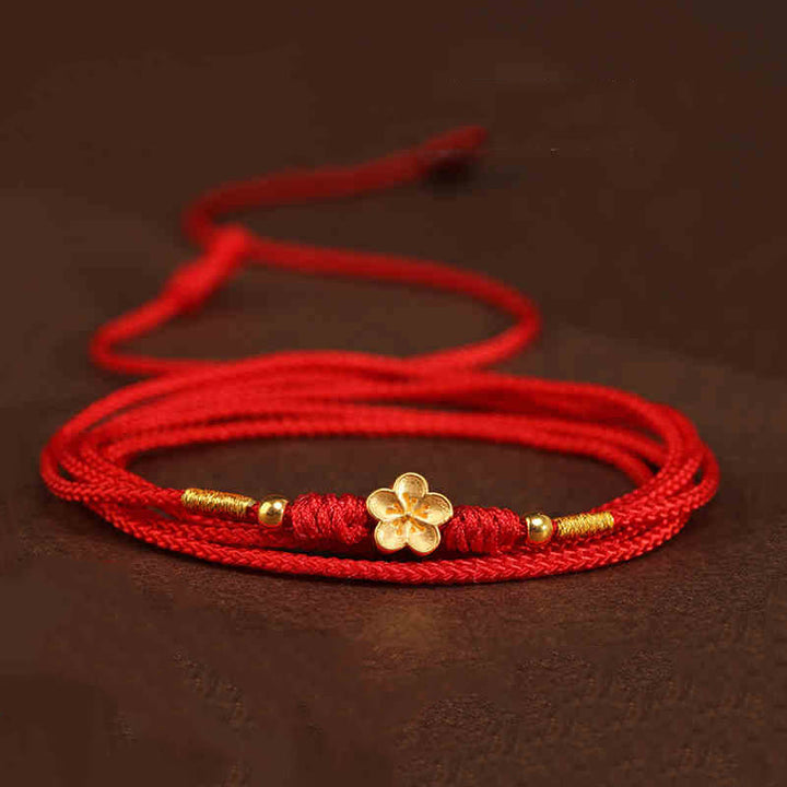 Cadena para el vientre con hilo rojo de oro macizo 999 y piedra de Buda - Cuentas de la suerte con forma de Plum Bossom - image 21