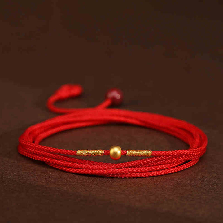 Cadena para el vientre con hilo rojo de oro macizo 999 y piedra de Buda - Cuentas de la suerte de 4 mm - image 9