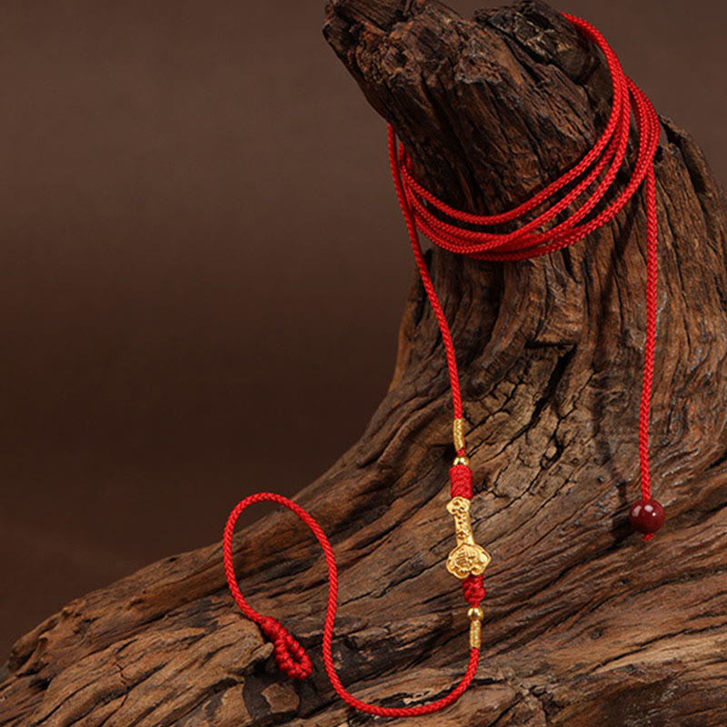 Cadena para el vientre con hilo rojo de oro macizo 999 y piedra de Buda - image 3