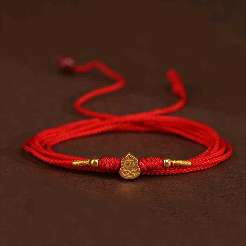 Cadena para el vientre con hilo rojo de oro macizo 999 y piedra de Buda - Cuentas de la suerte con forma de calabaza - image 16