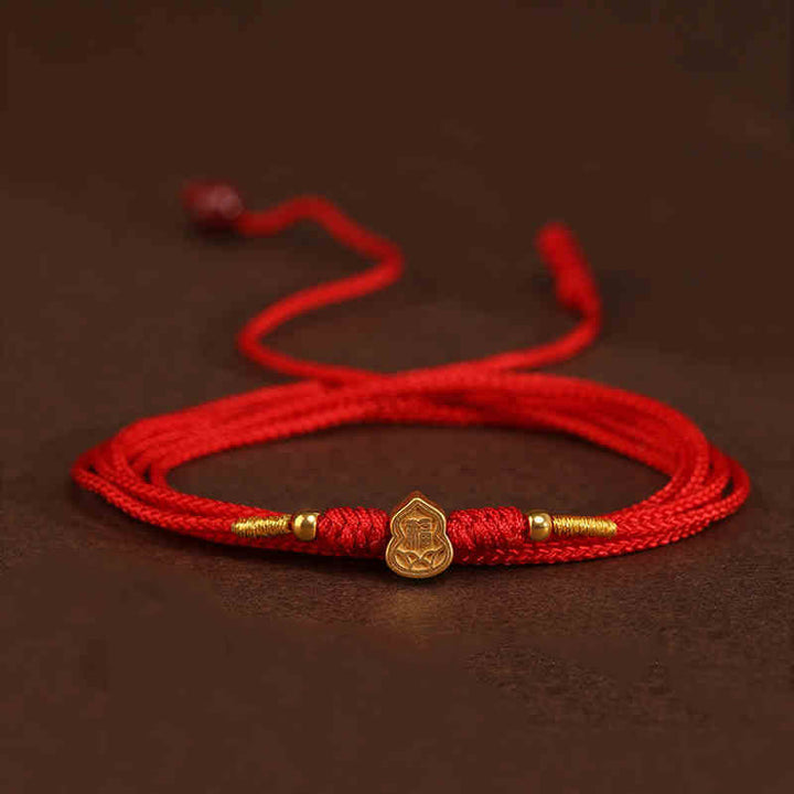 Cadena para el vientre con hilo rojo de oro macizo 999 y piedra de Buda - Cuentas de la suerte con forma de calabaza - image 16