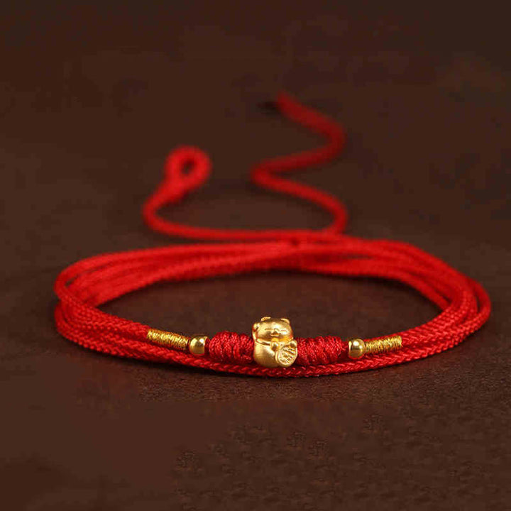 Cadena para el vientre con hilo rojo de oro macizo 999 y piedra de Buda