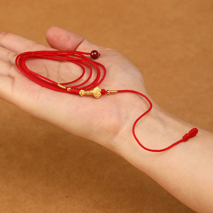 Cadena para el vientre con hilo rojo de oro macizo 999 y piedra de Buda - image 4