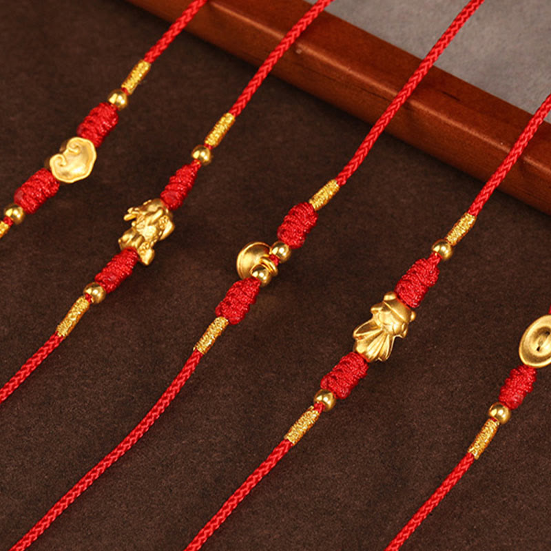 Cadena para el vientre con hilo rojo de oro macizo 999 y piedra de Buda - image 23