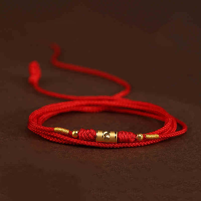 Cadena para el vientre con hilo rojo de oro macizo 999 y piedra de Buda - Cuentas de barril Cuentas de la suerte con forma - image 18