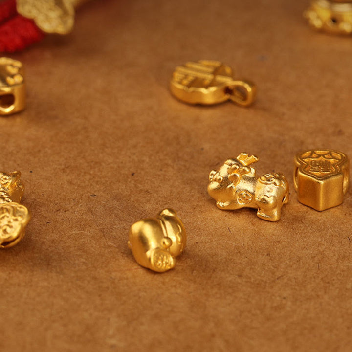 Cadena para el vientre con hilo rojo de oro macizo 999 y piedra de Buda - image 20
