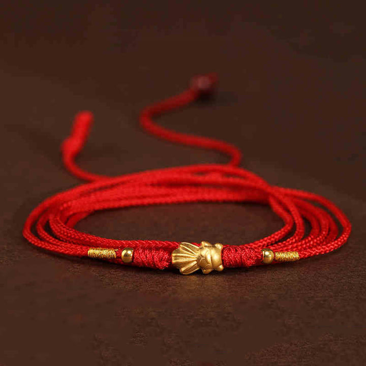 Cadena para el vientre con hilo rojo de oro macizo 999 y piedra de Buda - Cuentas de la suerte con forma de pez dorado - image 12