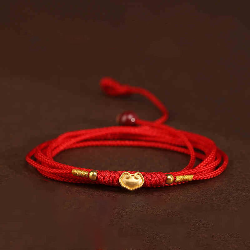 Cadena para el vientre con hilo rojo de oro macizo 999 y piedra de Buda - Cuentas de la suerte con forma de nubes - image 14