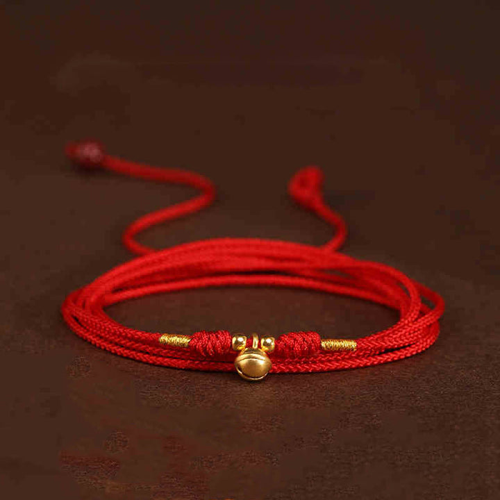 Cadena para el vientre con hilo rojo de oro macizo 999 y piedra de Buda - Cuentas de la suerte con forma de campana - image 13