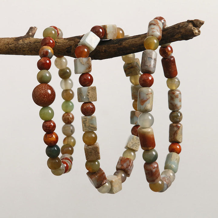 Pulsera de bendición de la calma con piedra de Shoushan de ágata roja y Buddha Stones