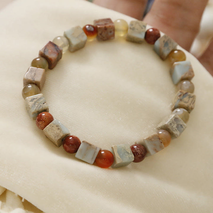 Pulsera de bendición de la calma con piedra de Shoushan de ágata roja y Buddha Stones