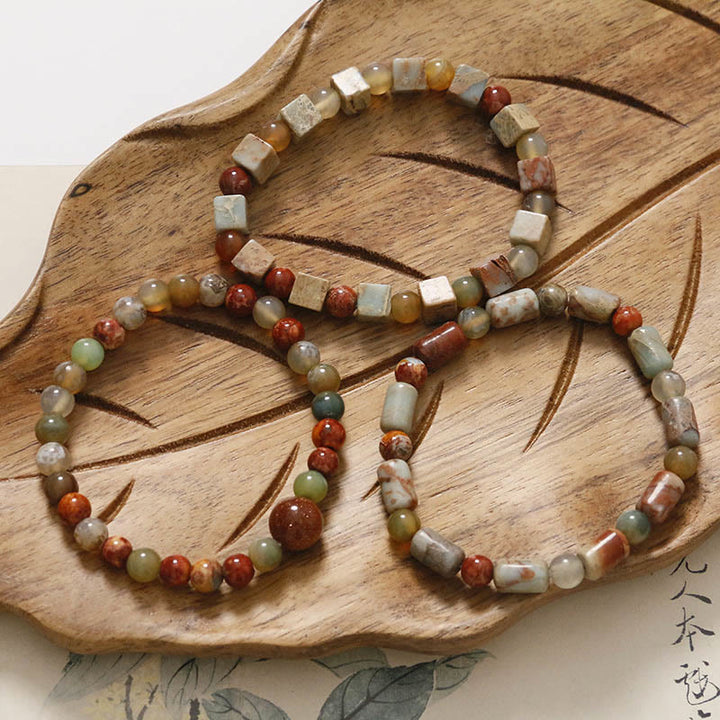 Pulsera de bendición de la calma con piedra de Shoushan de ágata roja y Buddha Stones