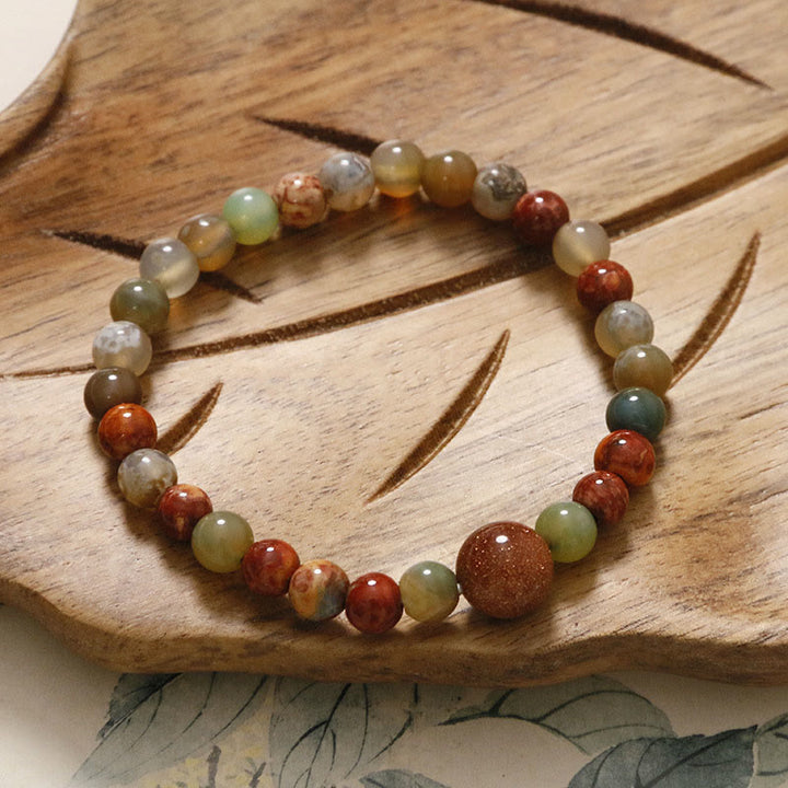 Pulsera de bendición de la calma con piedra de Shoushan de ágata roja y Buddha Stones