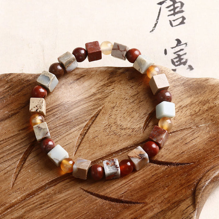 Pulsera de bendición de la calma con piedra de Shoushan de ágata roja y Buddha Stones
