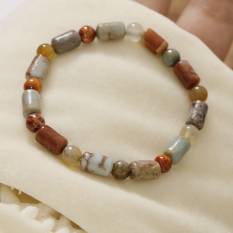 Pulsera de bendición de la calma con piedra de Shoushan de ágata roja y Buddha Stones