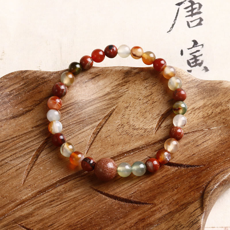 Pulsera de prosperidad de ágata roja con piedra de Shoushan y piedras de Buddha Stones