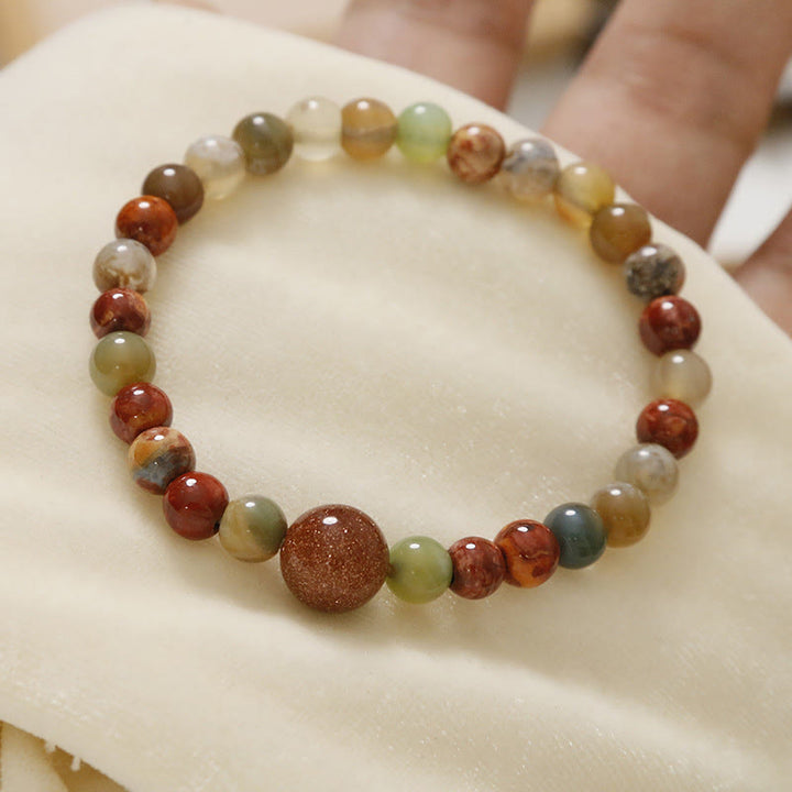 Pulsera de bendición de la calma con piedra de Shoushan de ágata roja y Buddha Stones