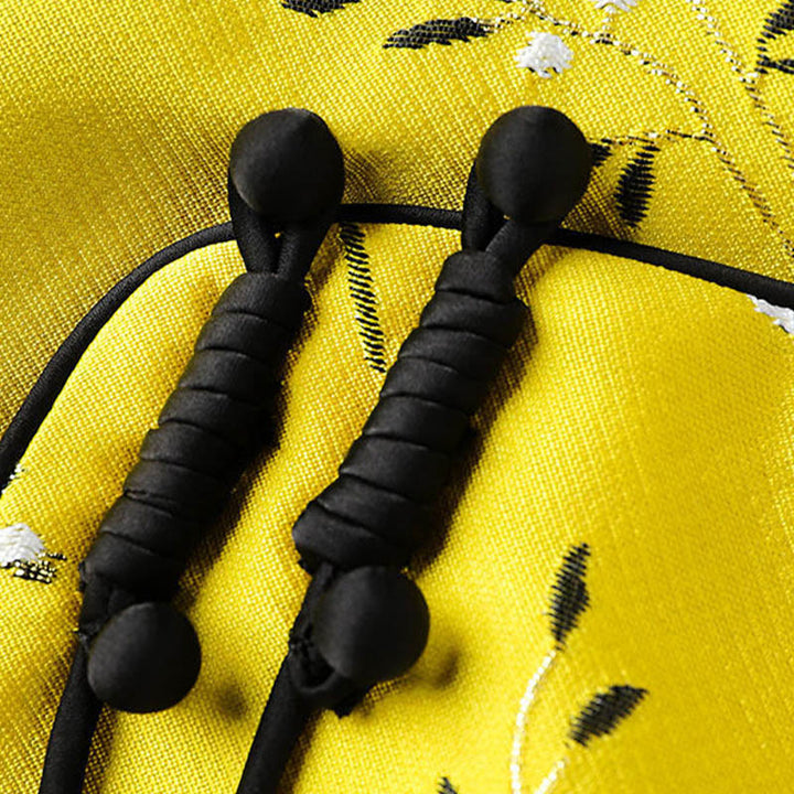 Chaleco con botones y nudo con diseño de plantas y grullas bordadas con Buddha Stones - image 7