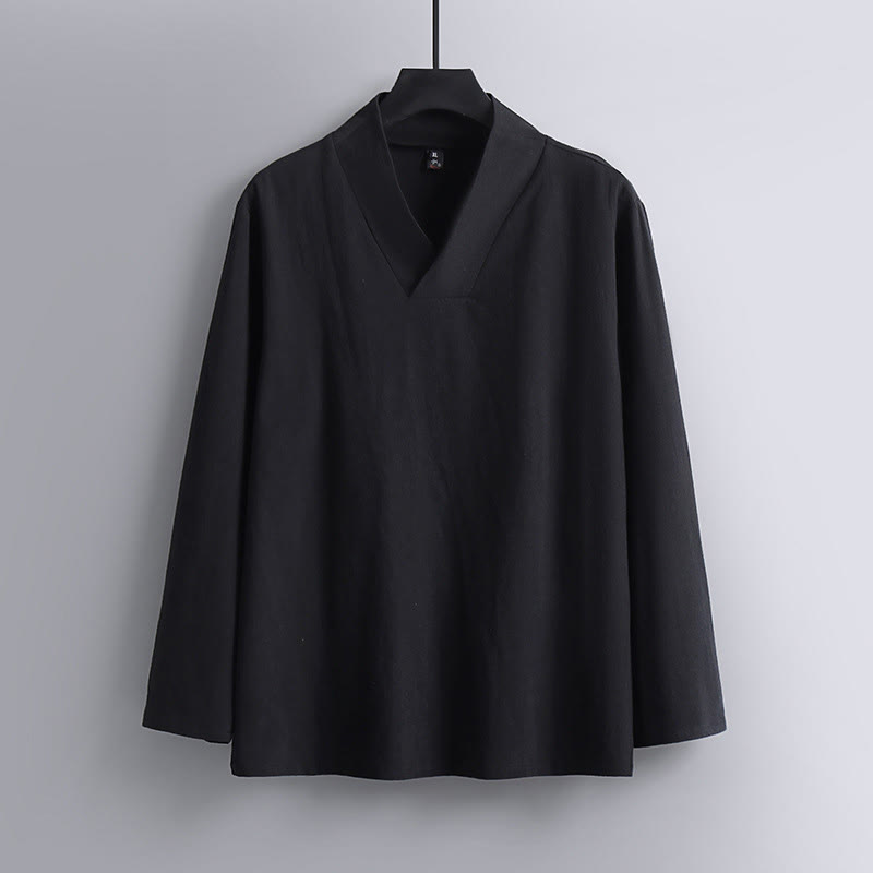 Conjunto de ropa para hombre, traje Tang de algodón con cuello cruzado y Buddha Stones , pantalones y parte superior de Hanfu - image 4