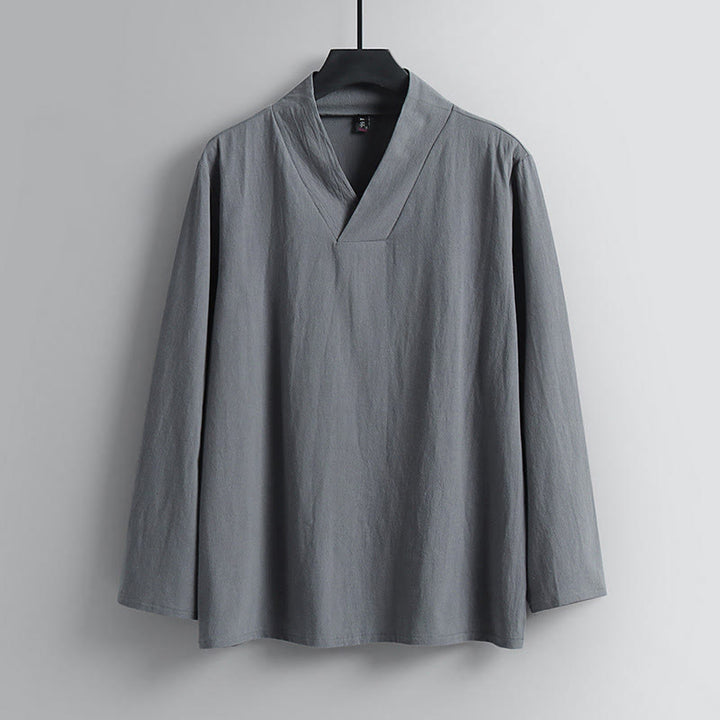 Conjunto de ropa para hombre, traje Tang de algodón con cuello cruzado y Buddha Stones , pantalones y parte superior de Hanfu - image 1