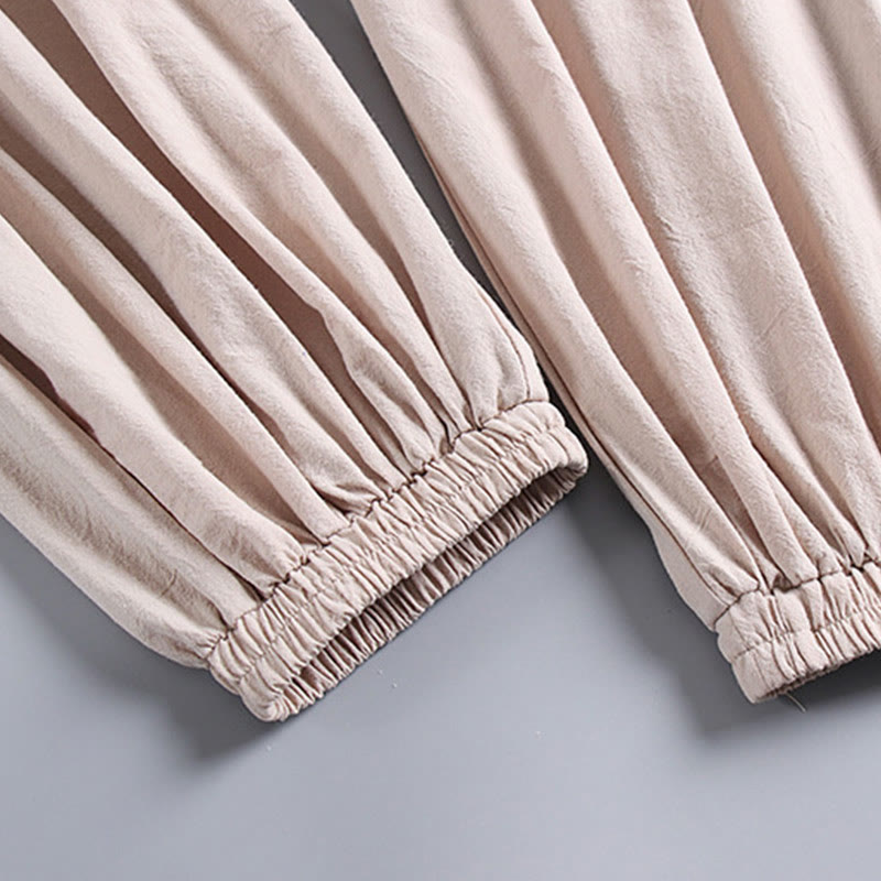 Pantalones cortos con Buddha Stones , traje Tang de algodón, conjunto de ropa Hanfu para hombre - image 7