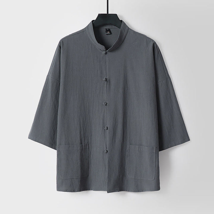 Pantalones cortos de algodón con mangas tres cuartos y estampado de Buddha Stones para hombre - image 1