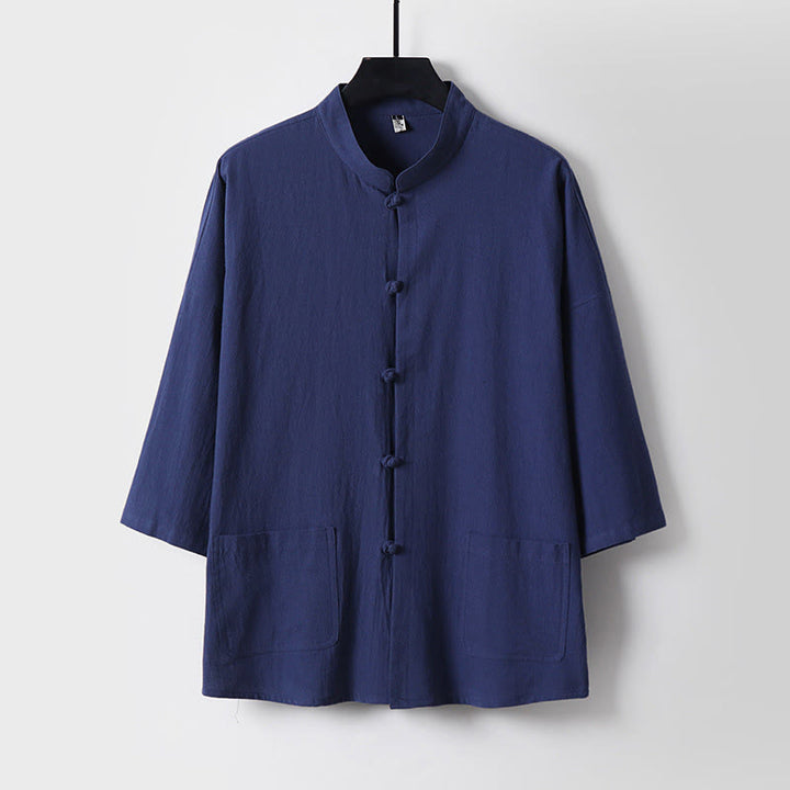 Pantalones cortos de algodón con mangas tres cuartos y estampado de Buddha Stones para hombre - image 9