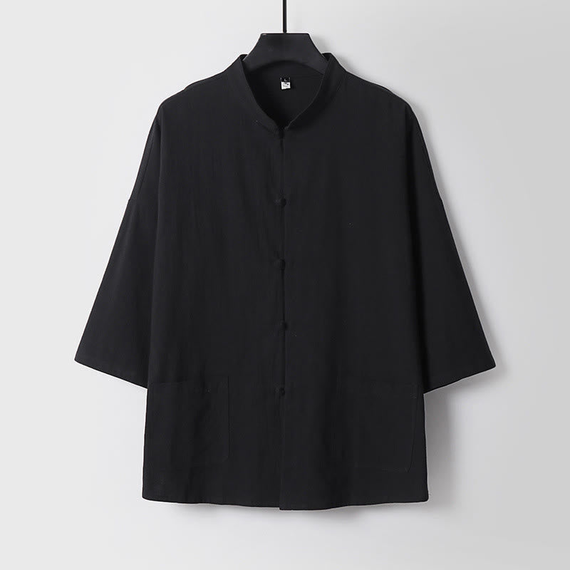 Pantalones cortos de algodón con mangas tres cuartos y estampado de Buddha Stones para hombre - image 5