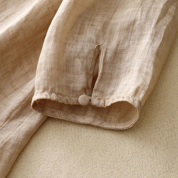 Blusa informal de cuello redondo con Buddha Stones , camisa de manga larga bordada, top de lino y algodón, camisas para mujer - image 14