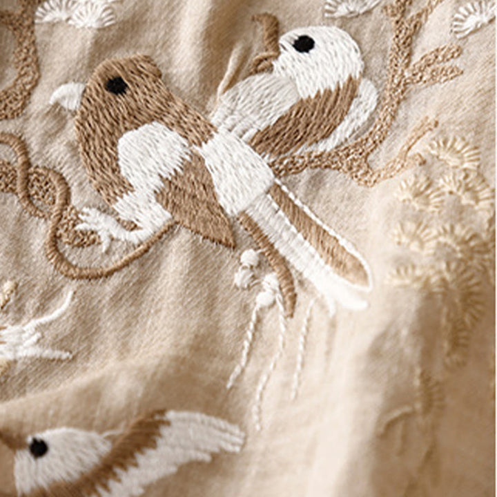 Blusa informal de cuello redondo con Buddha Stones , camisa de manga larga bordada, top de lino y algodón, camisas para mujer - image 11