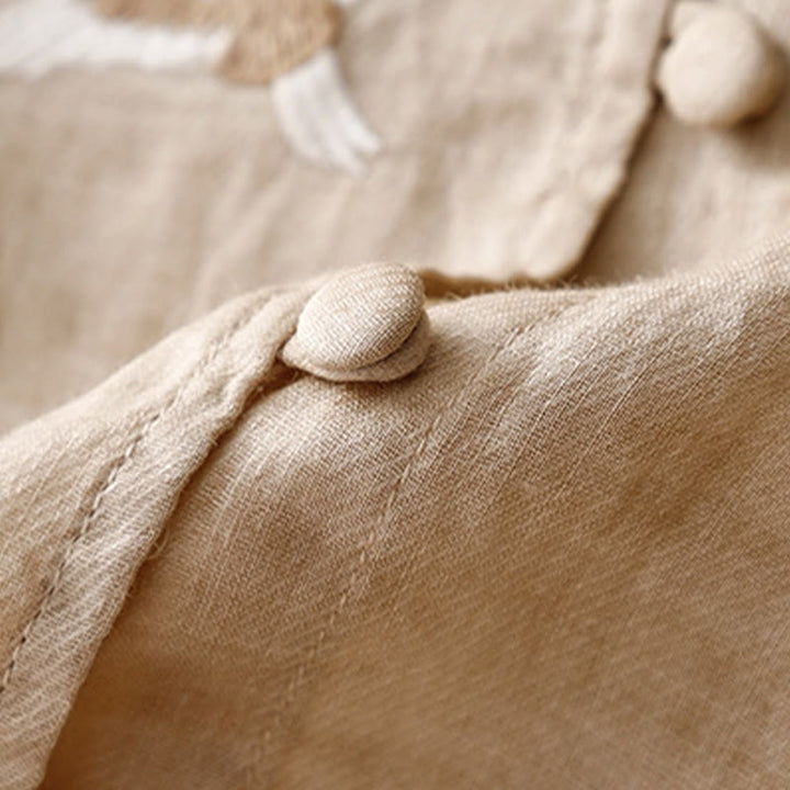 Blusa informal de cuello redondo con Buddha Stones , camisa de manga larga bordada, top de lino y algodón, camisas para mujer - image 10