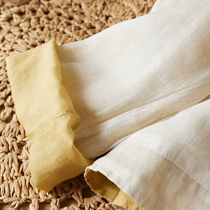 Camisa de algodón y lino con cuello en V, informal, de manga larga, color liso, talla grande, Buddha Stones para mujer