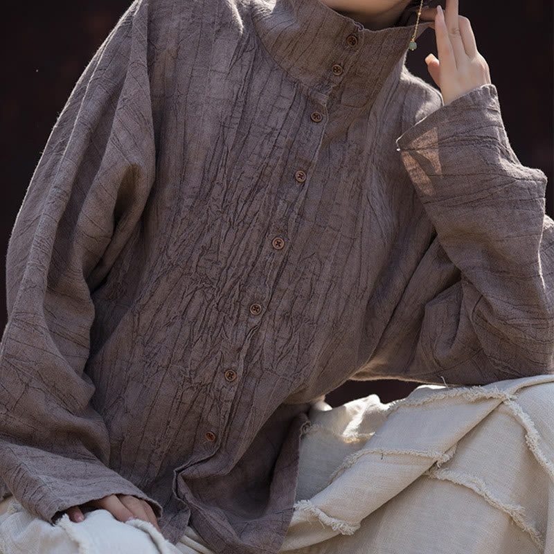 Cárdigan de algodón estilo chino con cuello alto teñido de Buddha Stones y ramio - image 19